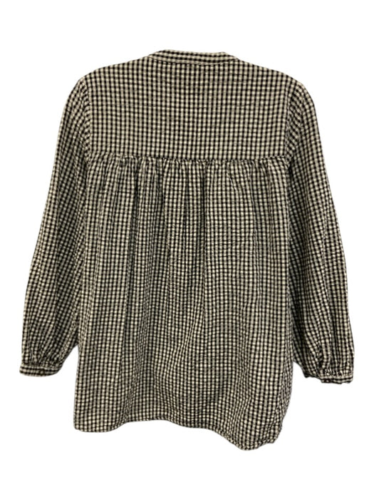 Posse Size XS Black & Cream Cotton Long Sleeve Gingham Button Front Top Black & Cream / XS