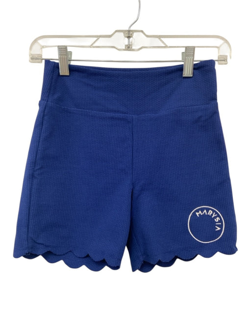 Marysia Size Small Blue Elastic Waist Textured Logo Scalloped Shorts Blue / Small