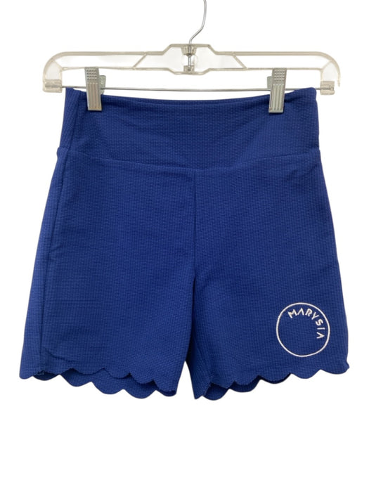 Marysia Size Small Blue Elastic Waist Textured Logo Scalloped Shorts Blue / Small