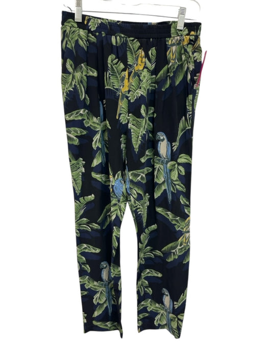 Stella McCartney Size Est XS Blue, Green, Black Silk Elastic Waist birds Pants Blue, Green, Black / Est XS