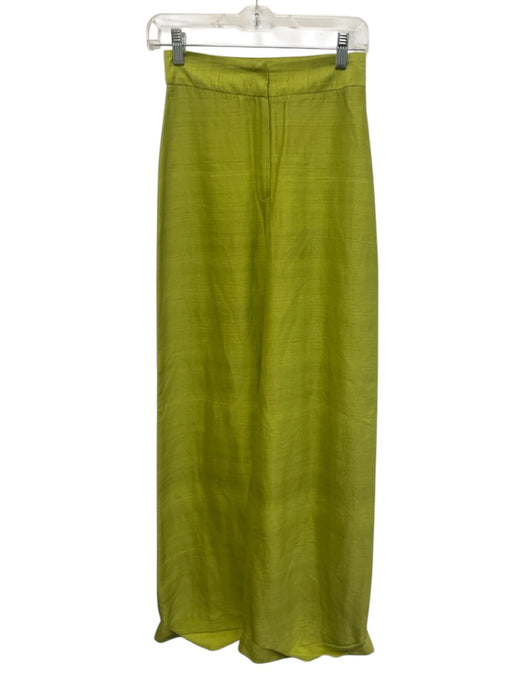 Julia Amory Size XS Chartreuse Green Silk Textured High Rise Wide Leg Pants Chartreuse Green / XS