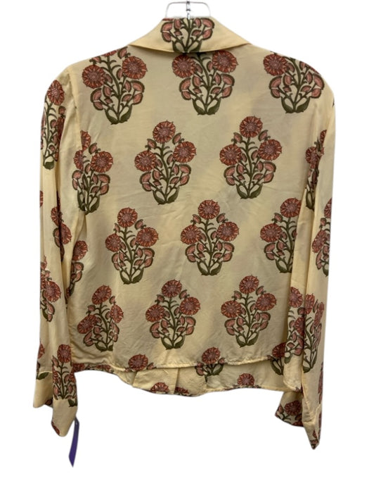 J Crew Size XS Cream, Pink & Green Viscose Floral Long Sleeve Button Down Top Cream, Pink & Green / XS