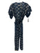 Ulla Johnson Size XS / 0 Navy Blue & White Cotton & Rayon Floral V Neck Jumpsuit Navy Blue & White / XS / 0