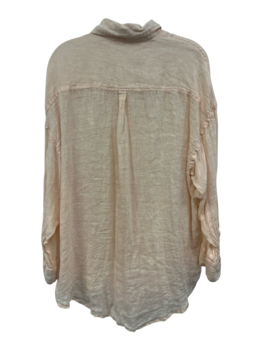 Vitamin A Size S Peach Pink Linen Long Sleeve Button Down Collar Oversize Top Peach Pink / S