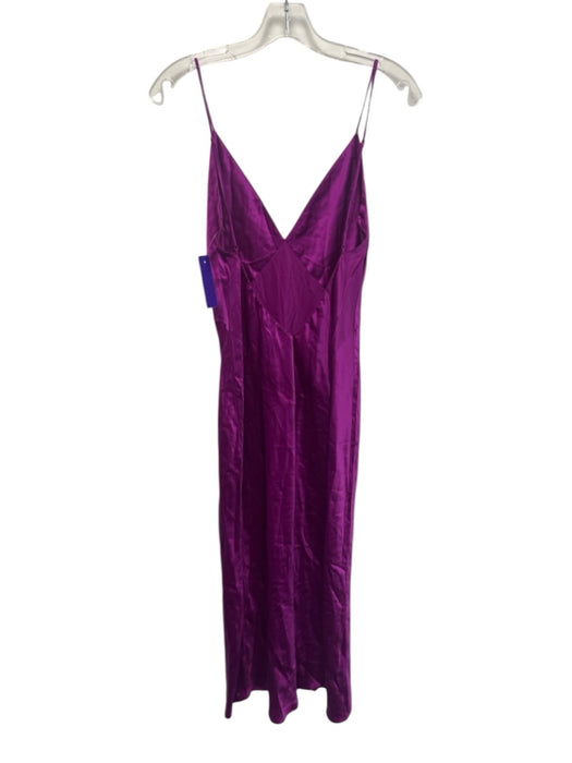 Olivia Von Halle Size 1 Purple Silk Spaghetti Strap V Neck Midi Slip Dress Purple / 1