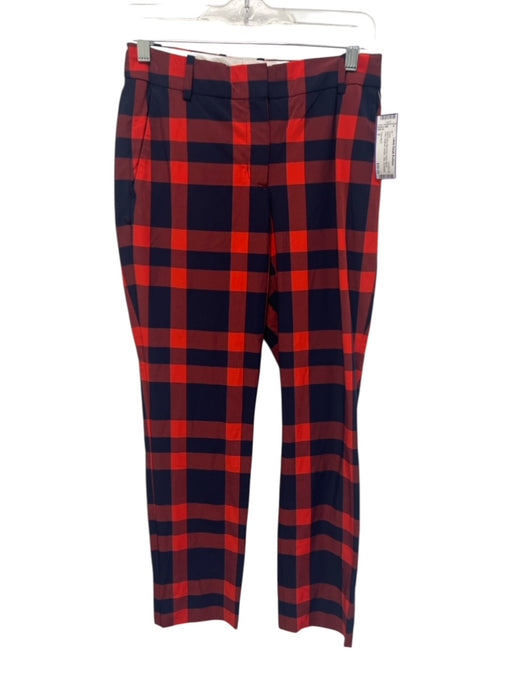 Tory Sport Size 2 Red & Navy Blue Print Nylon Blend Plaid Gingham Stretch Pants Red & Navy Blue Print / 2