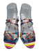 Alexandre Birman Shoe Size 36 Multi Color Leather Striped Mid Heel Sandals Multi Color / 36