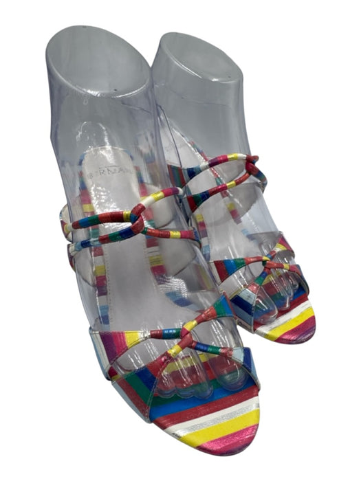 Alexandre Birman Shoe Size 36 Multi Color Leather Striped Mid Heel Sandals Multi Color / 36