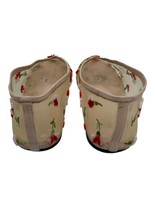 Khaite Shoe Size 36.5 Beige, Green & Red Mesh Floral Embroidered Slip On Flats Beige, Green & Red / 36.5