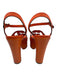 Gucci Shoe Size 36 Orange Leather Platform Stacked Heel Cut Out Logo Sandals Orange / 36
