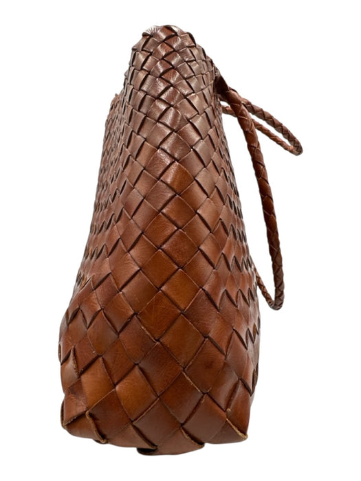 Dragon Diffusion Bags Brown Leather Woven Top Handle Shoulder Bag Brown / M