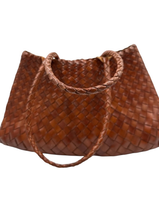 Dragon Diffusion Bags Brown Leather Woven Top Handle Shoulder Bag Brown / M