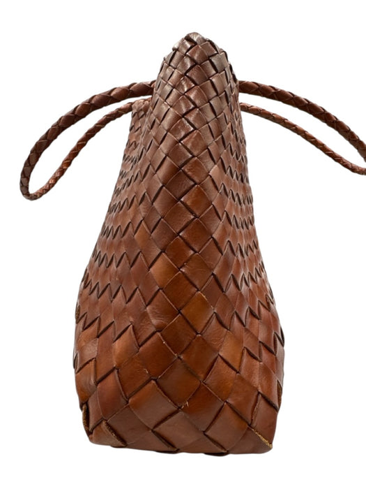 Dragon Diffusion Bags Brown Leather Woven Top Handle Shoulder Bag Brown / M