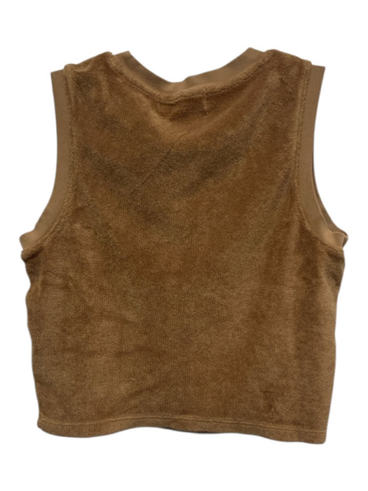 Suzie Kondi Size XS Tan Brown Cotton Blend Terry Cloth Crop Sleeveless Pant Set Tan Brown / XS
