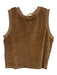 Suzie Kondi Size XS Tan Brown Cotton Blend Terry Cloth Crop Sleeveless Pant Set Tan Brown / XS