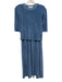 Suzie Kondi Size XS Blue Cotton Blend Terry Cloth Half Sleeve Pintuck Pant Set Blue / XS