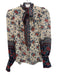 Ulla Johnson Size W 25 Beige, Red, Blue Silk Blend flocked dot Floral Top Beige, Red, Blue / W 25