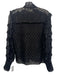 Isabel Marant Size 36 / Small Black Polyester flocked dot Ruffle Tie Neck Top Black / 36 / Small