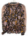 Ulla Johnson Size 2 purple, black, orange Silk Blend shirred yoke Tie Detail Top purple, black, orange / 2
