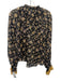 Ulla Johnson Size 4 Black, Beige, Gold Silk Blend Semi Sheer Tie Detail Top Black, Beige, Gold / 4