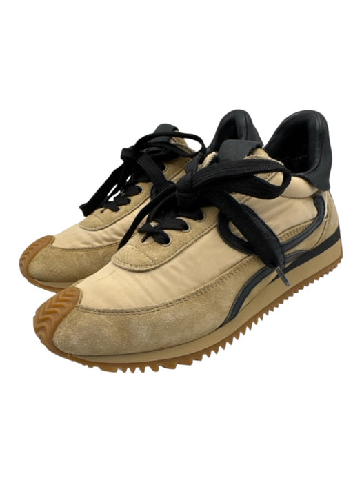 Loewe Shoe Size 36 Tan Brown Leather Upper Nylon Logo Lace Up Low Top Sneakers Tan Brown / 36