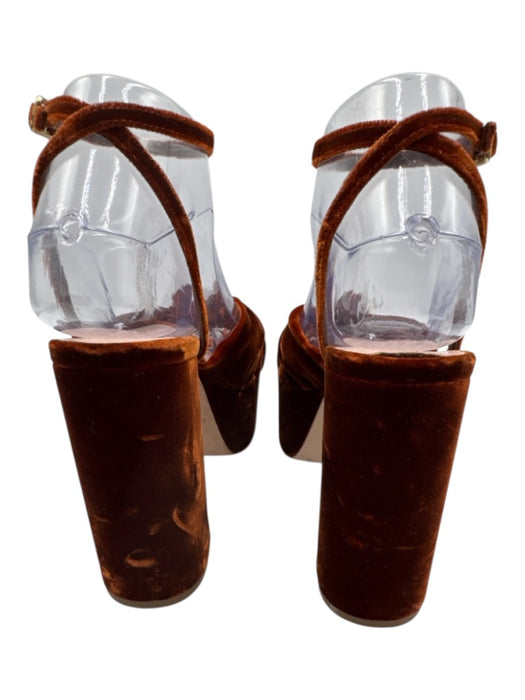 Loeffler Randall Shoe Size 6 Rust Brown Textile open toe Knot Ankle Wrap Pumps Rust Brown / 6