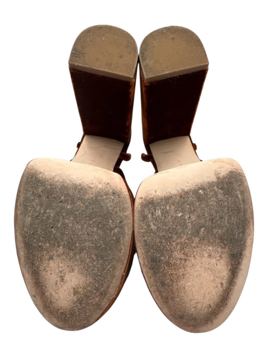 Loeffler Randall Shoe Size 6 Rust Brown Textile open toe Knot Ankle Wrap Pumps Rust Brown / 6