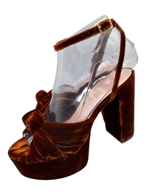 Loeffler Randall Shoe Size 6 Rust Brown Textile open toe Knot Ankle Wrap Pumps Rust Brown / 6