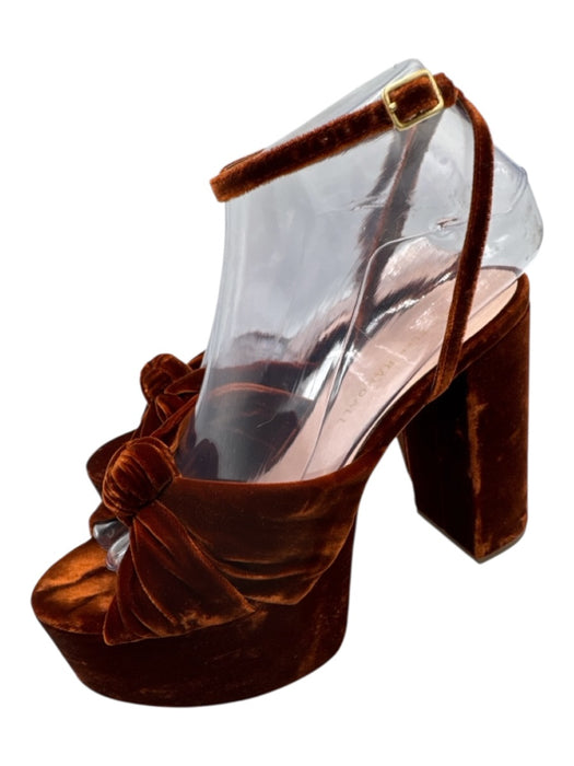 Loeffler Randall Shoe Size 6 Rust Brown Textile open toe Knot Ankle Wrap Pumps Rust Brown / 6