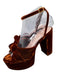 Loeffler Randall Shoe Size 6 Rust Brown Textile open toe Knot Ankle Wrap Pumps Rust Brown / 6
