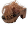 Autumn Adeigbo Shoe Size 37 Mixed Browns Leather Upper Wood Sole Feathers Clogs Mixed Browns / 37