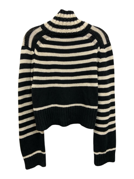 Ciao Lucia Size M Black & Cream Pima Cotton Stripe Turtleneck Sweater Black & Cream / M