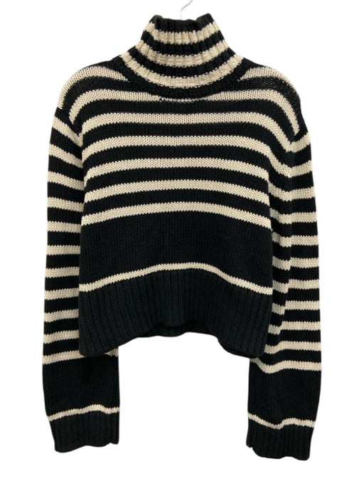 Ciao Lucia Size M Black & Cream Pima Cotton Stripe Turtleneck Sweater Black & Cream / M
