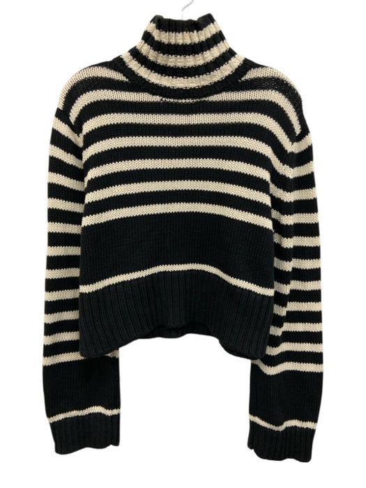 Ciao Lucia Size M Black & Cream Pima Cotton Stripe Turtleneck Sweater Black & Cream / M