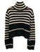 Ciao Lucia Size M Black & Cream Pima Cotton Stripe Turtleneck Sweater Black & Cream / M