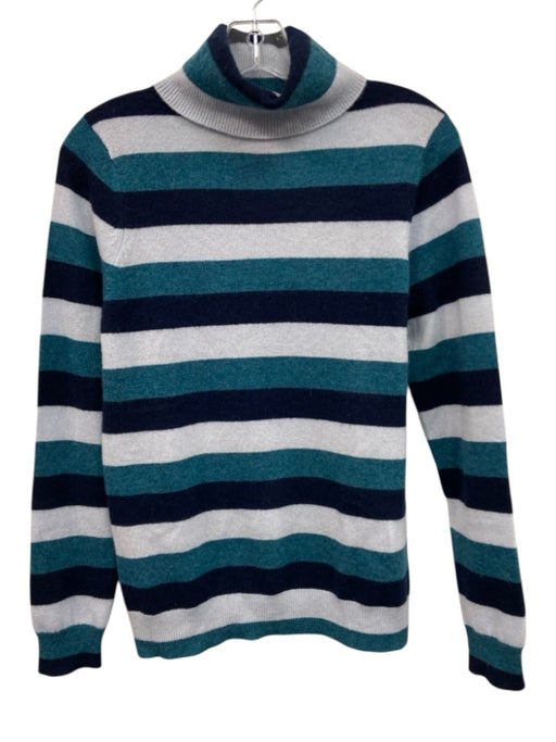 Charter Club Size XS Mixed Blues Cashmere Stripe Turtleneck Sweater Mixed Blues / XS