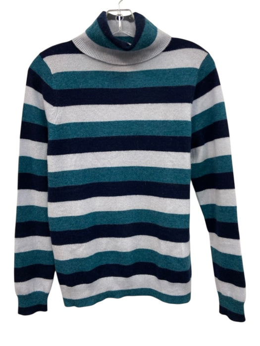 Charter Club Size XS Mixed Blues Cashmere Stripe Turtleneck Sweater Mixed Blues / XS