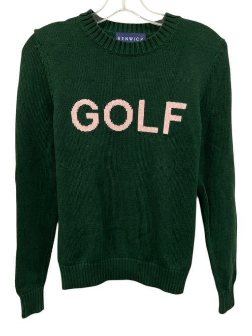 Renwick Size XS Green & Pink Cotton Golf Ribbed Trim Sweater Green & Pink / XS