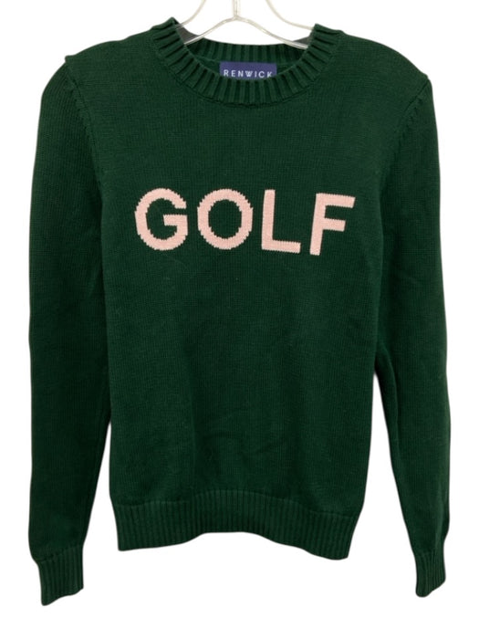 Renwick Size XS Green & Pink Cotton Golf Ribbed Trim Sweater Green & Pink / XS