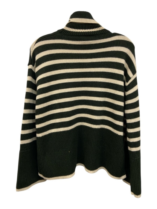 Toteme Size XS Green & Cream Wool Blend Stripe Wide Sleeves Turtleneck Sweater Green & Cream / XS
