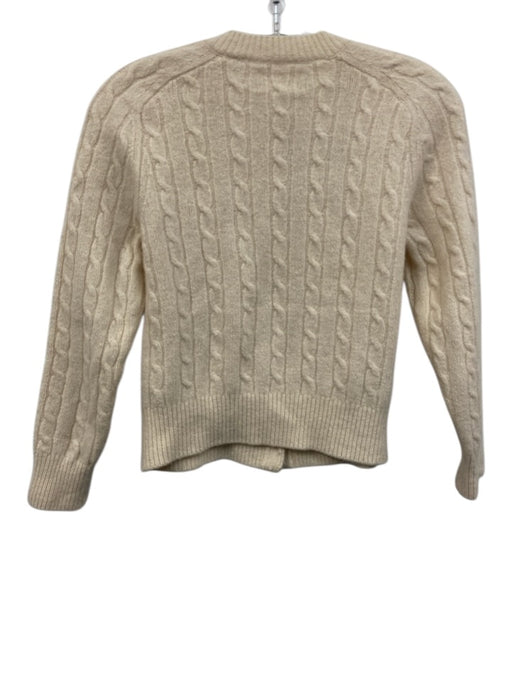 Doen Size XS Cream Wool Blend Cable Knit Round Neck Cardigan Cream / XS