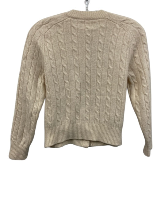 Doen Size XS Cream Wool Blend Cable Knit Round Neck Cardigan Cream / XS