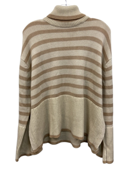Toteme Size XS Cream & Beige Wool Blend Stripe Wide Sleeves Turtleneck Sweater Cream & Beige / XS