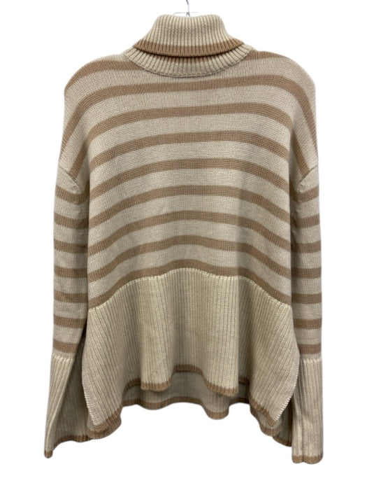 Toteme Size XS Cream & Beige Wool Blend Stripe Wide Sleeves Turtleneck Sweater Cream & Beige / XS
