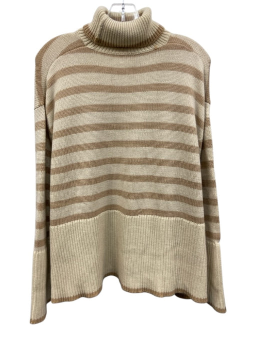 Toteme Size XS Cream & Beige Wool Blend Stripe Wide Sleeves Turtleneck Sweater Cream & Beige / XS