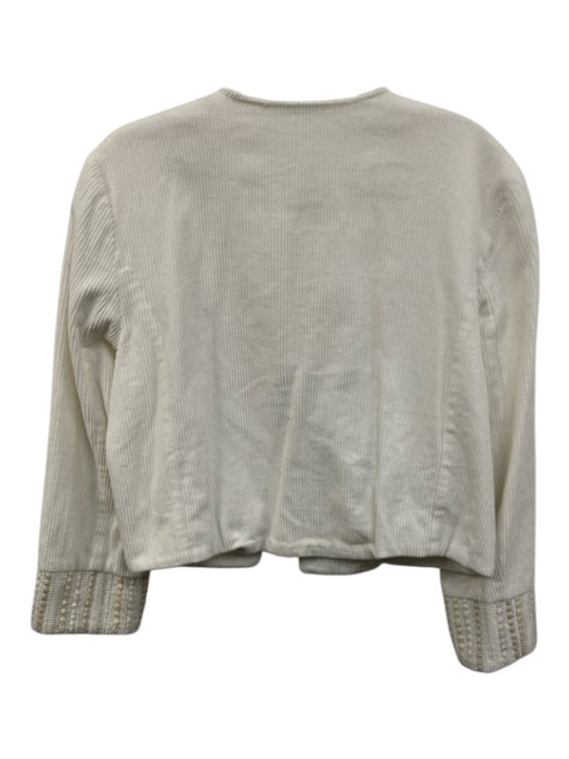 Julia Amory Size S White & Cream Tweed Detail Corduroy Round Neck Jacket White & Cream / S