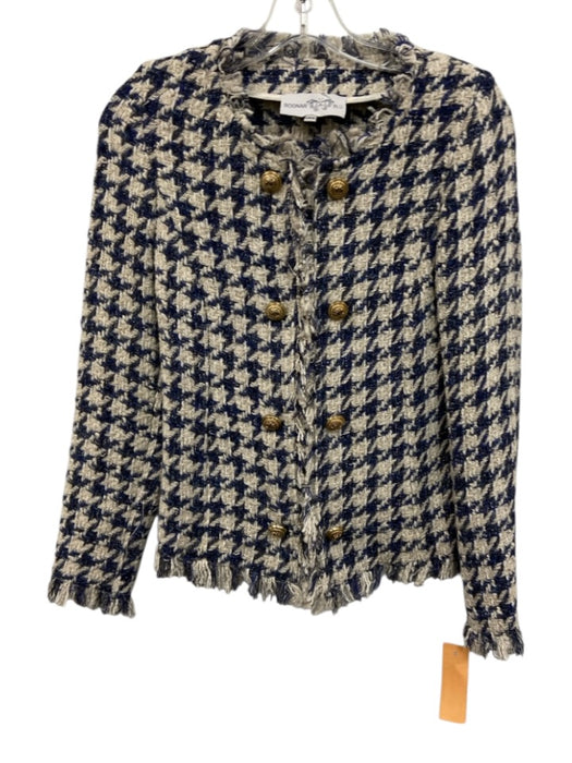 Bognar Blu Size XS/S Blue & White Wool & Cotton Tweed Houndstooth Jacket Blue & White / XS/S