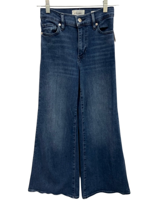 Frame Size 24 Medium Wash Cotton Blend High Rise Cropped Wide Leg Jeans Medium Wash / 24