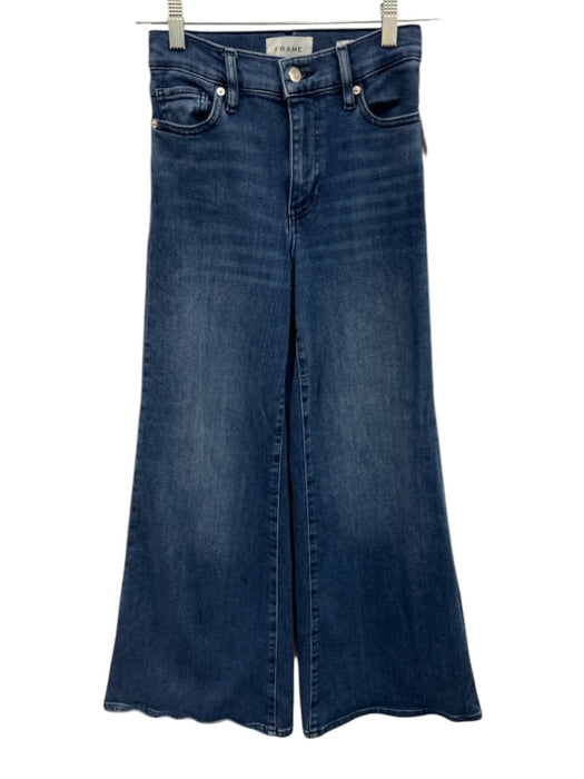 Frame Size 24 Medium Wash Cotton Blend High Rise Cropped Wide Leg Jeans Medium Wash / 24