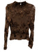 Rotate Size 34 / XS Brown Polyester Blend Mesh 3D floral applique Zip Back Top Brown / 34 / XS